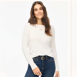 J. Crew Teddie Long Sleeve White Crew Neck Classic Preppy Sweater XXS